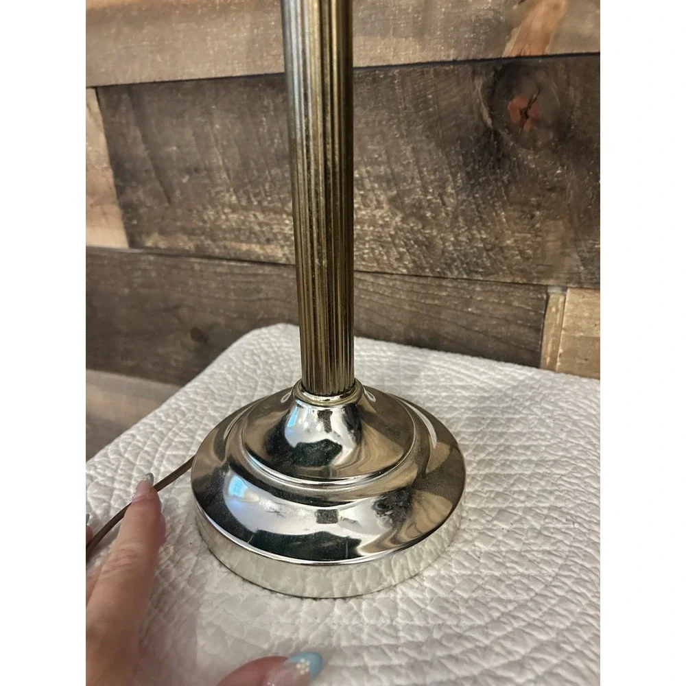 Vintage Brass Bankers Desk Library Students Lamp Emerald Green Glass Shade